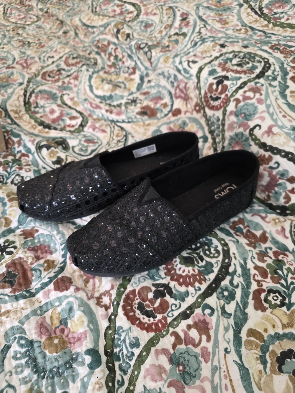 TOMS Women’s Black Sequin Slip-On Shoes